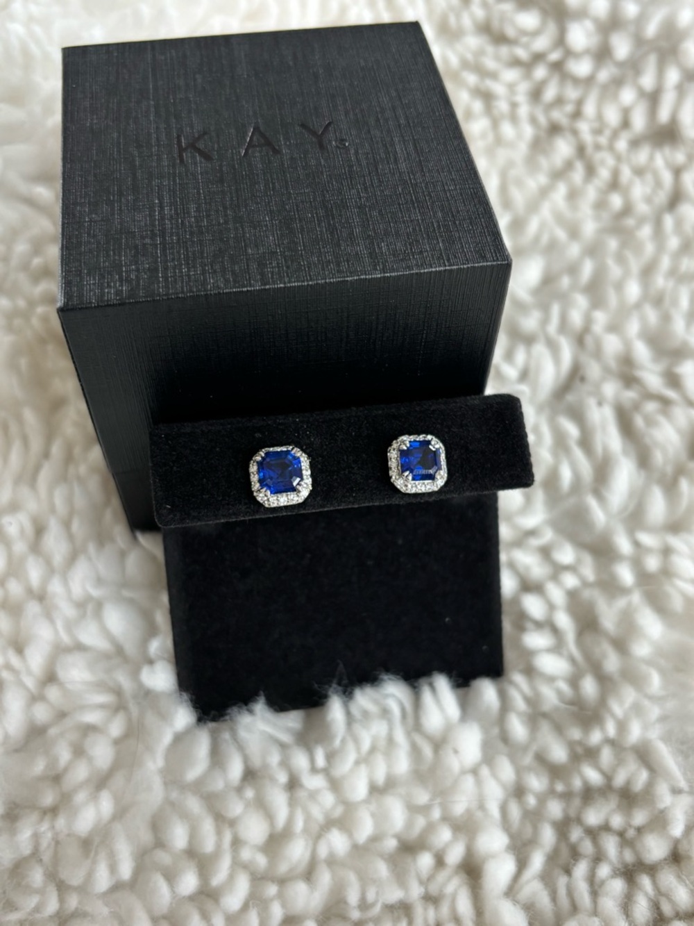 Sapphire Blue Halo Stud Earrings